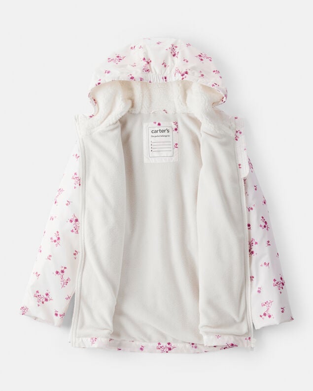 Product image 2 of Girls Floral Long-Sleeve Midweight Anorak Jacket - White