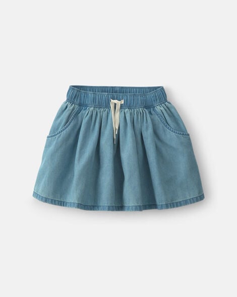 girls chambray denim skort - indigo