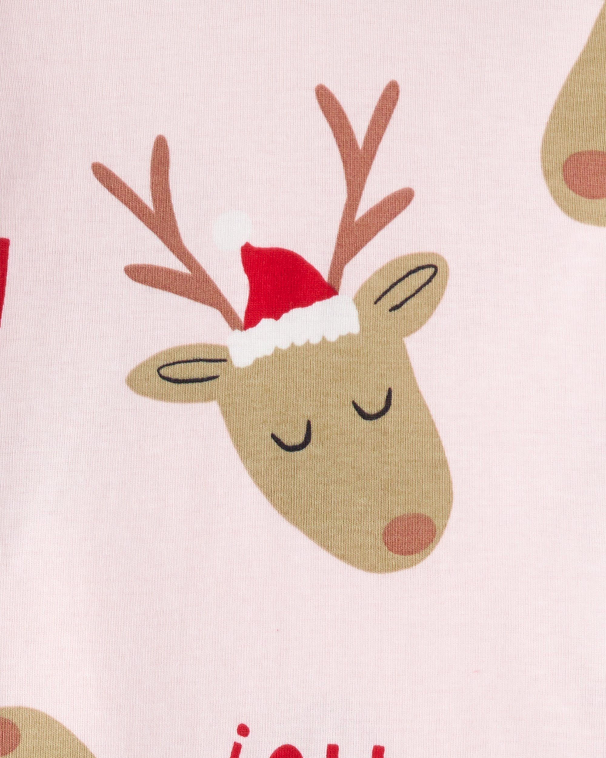 Baby Reindeer Snug Fit 2-Piece Pajamas - Pink