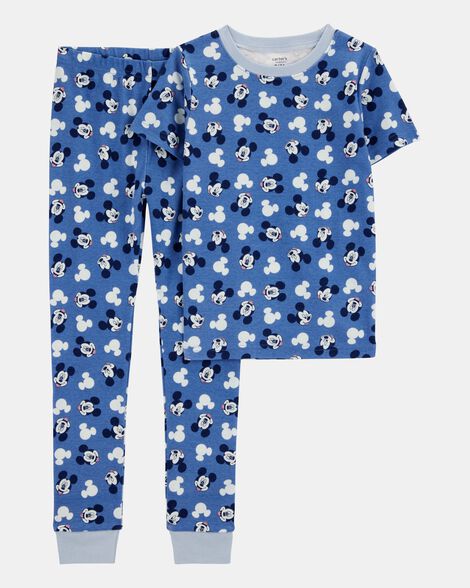 kid disney© mickey mouse snug fit cotton 2-piece pajamas - navy