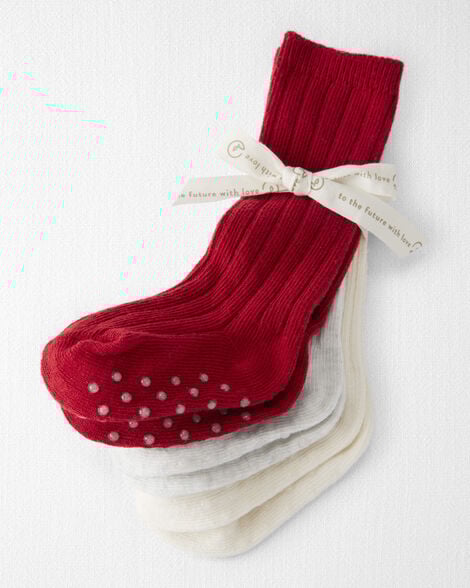 Baby Girl 3-Pack Knee-High No-Slip Socks Made with Organic Cotton