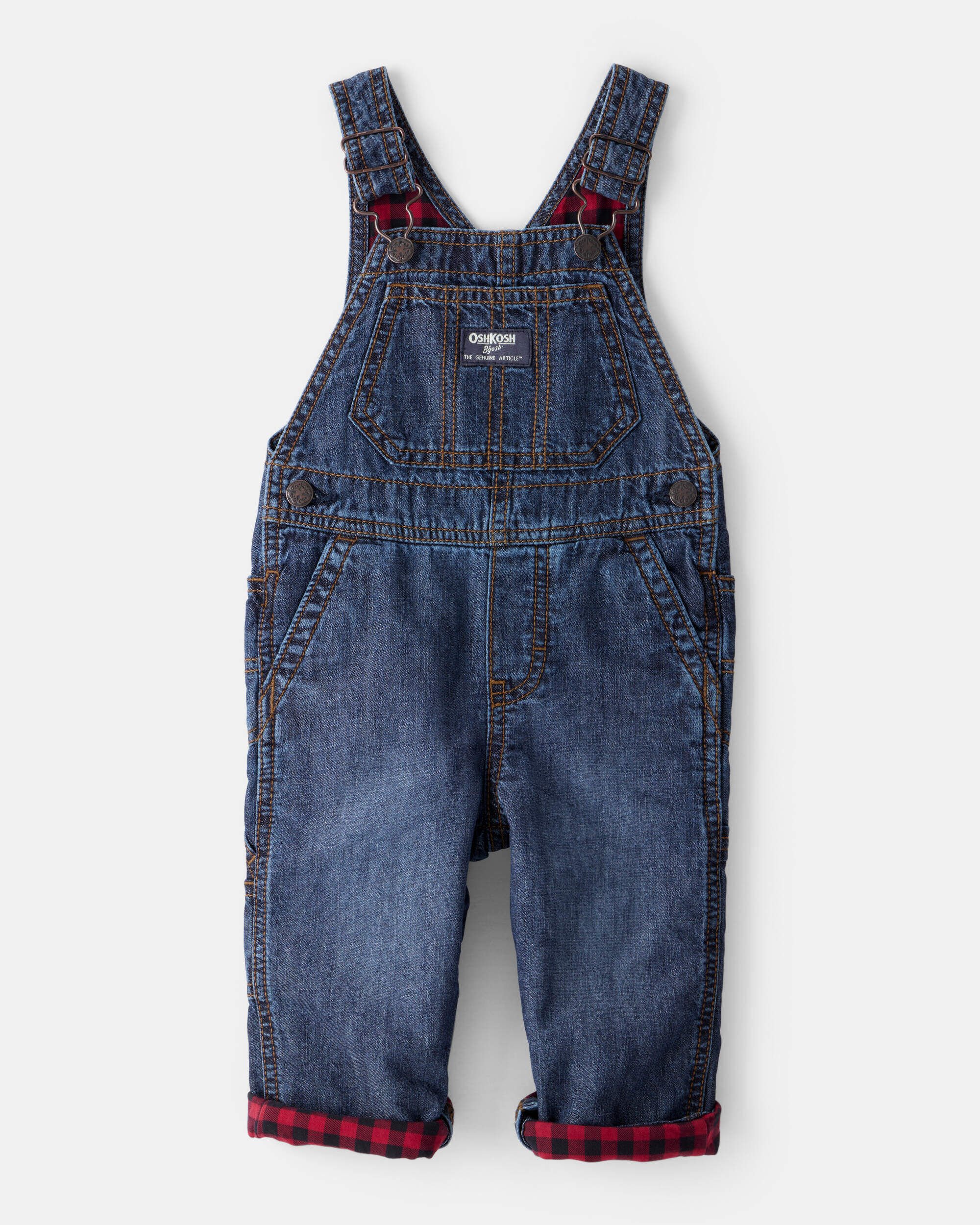 Baby Boy Buffalo Check Overalls - Blue