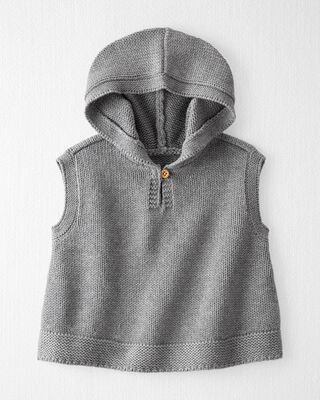 Product image 1 of Baby Organic Cotton Sweater Knit Hooded Poncho
