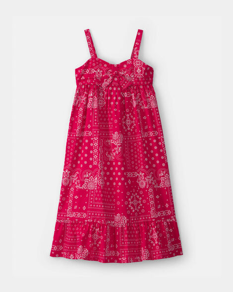 Girls Sleeveless Bandana Dress - Red