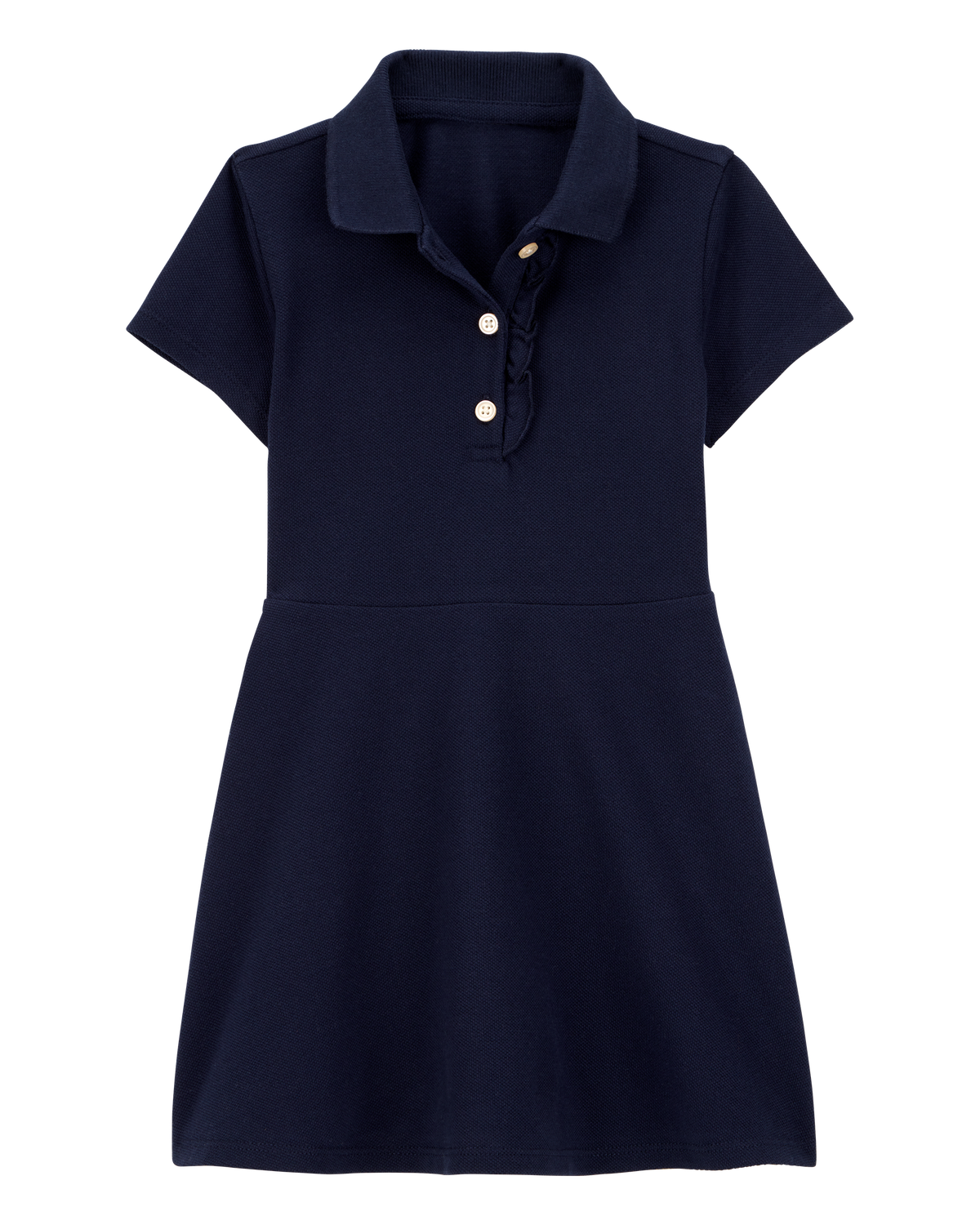 Toddler Girl Pique Short-Sleeve Uniform Dress - Navy