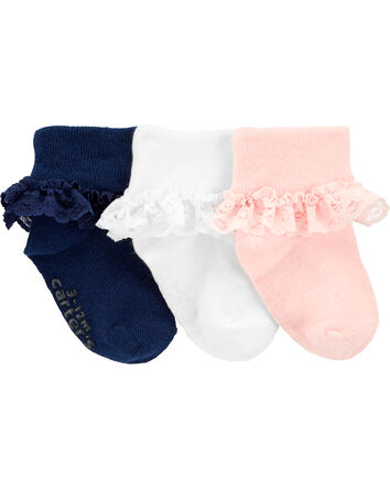 3-Pack Lace Cuff Socks