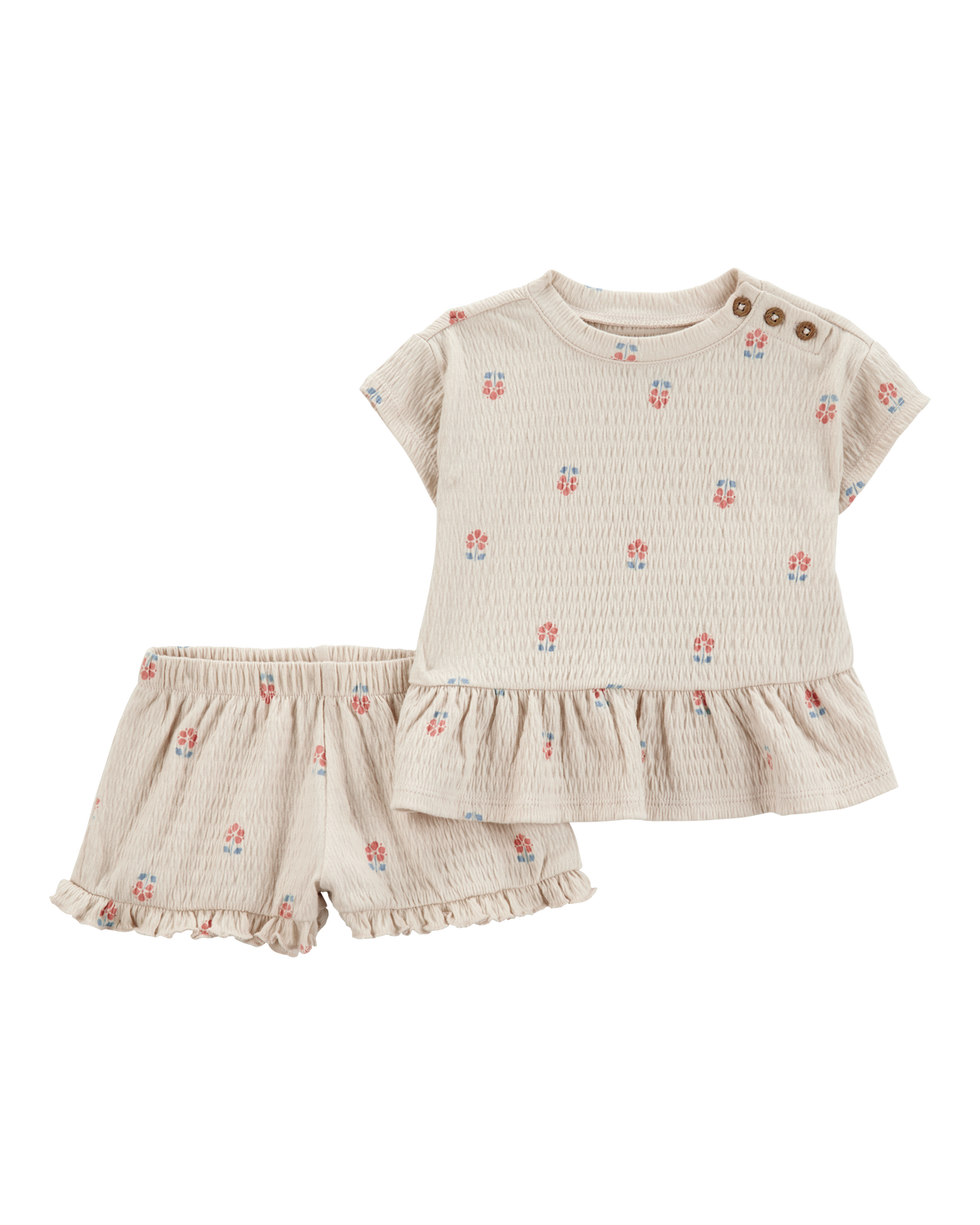 Baby Girl 2-Piece Flower Print Peplum Top & Short Set