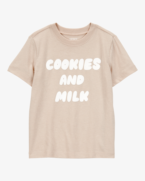 toddler boy cookies & milk short-sleeve graphic tee - tan