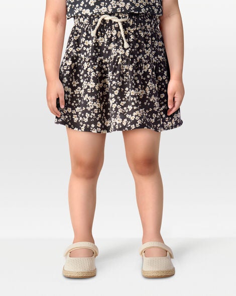  Product image 2 of Toddler Floral Linen Look-Alike Drawstring Skirt