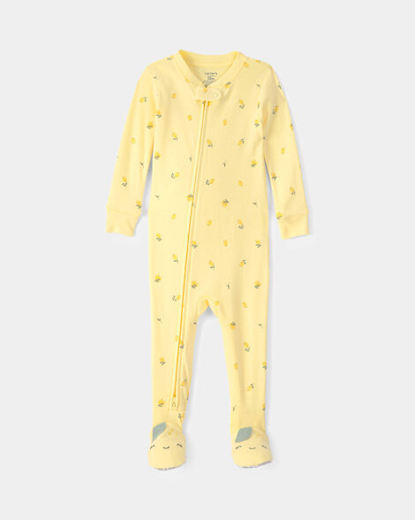 baby lemon 100% cotton snug fit 1-piece pajama - yellow
