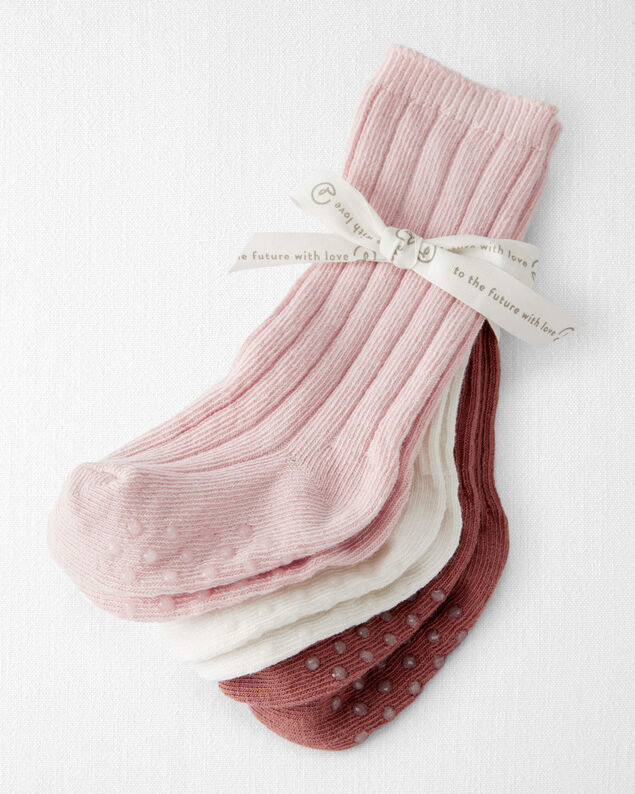 Product image 2 of Baby Girl 3-Pack Knee-High No-Slip Socks Made with Organic Cotton