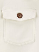 White - Kid Soft French Terry Button-Front Shacket, Selected