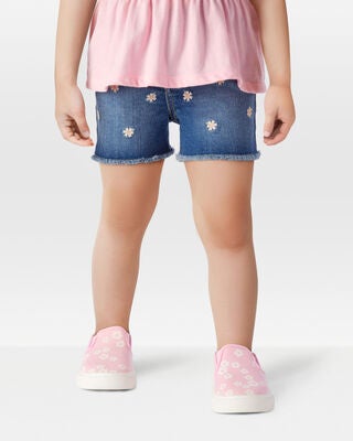 Product image 2 of Toddler Daisy Print Iconic Denim Short - Blue Ozone Wash