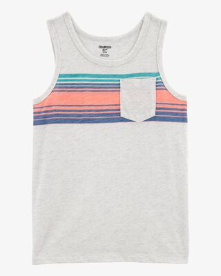 Product image 1 of Kid Striped Front-Pocket Tank-Grey