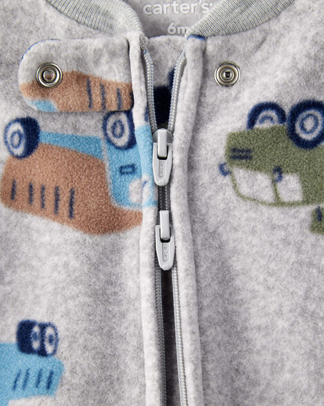 Baby Boy Animal Ski Print Loose Fit Long-Sleeve Sleep & Play Pajamas - Cream