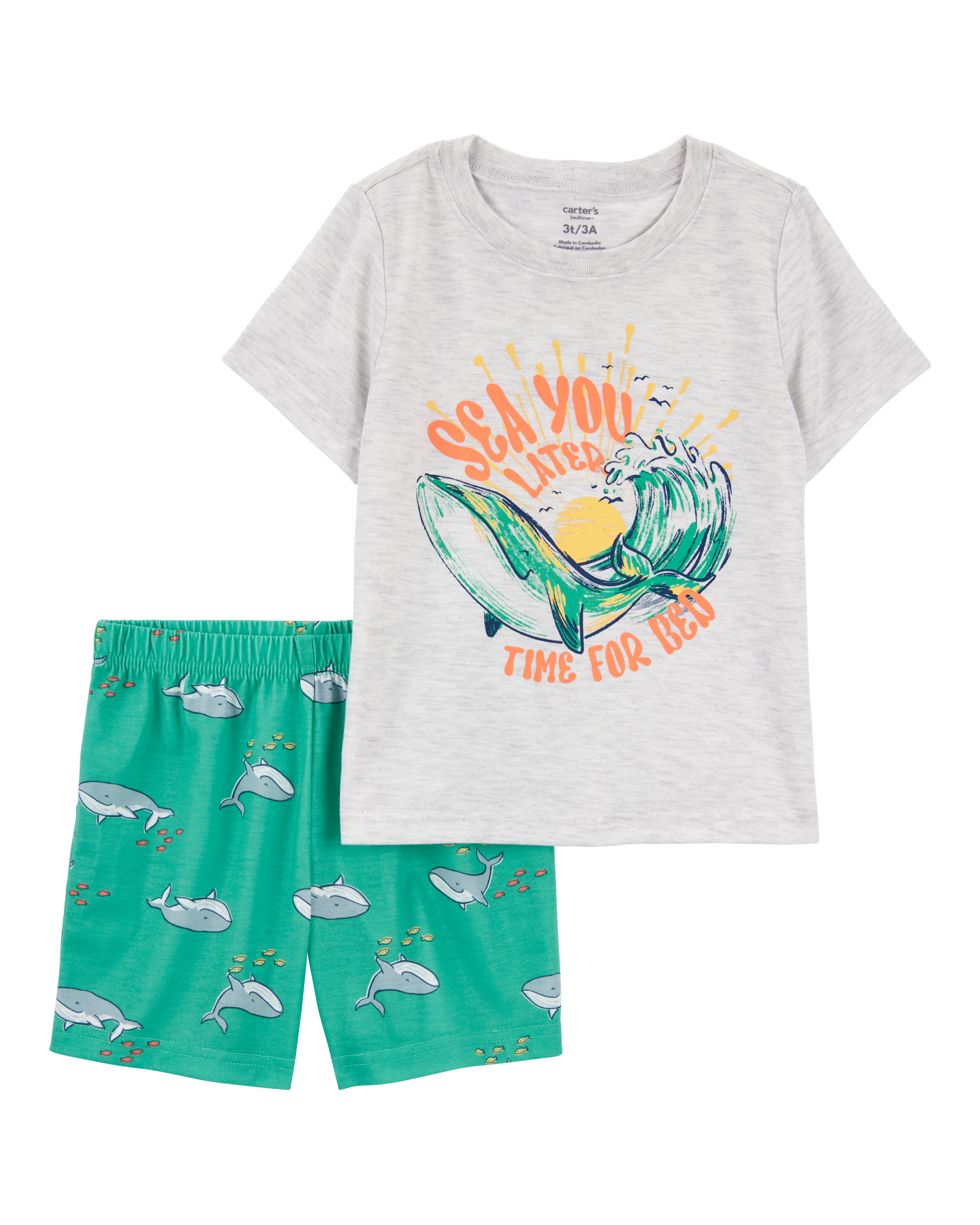 Toddler Boy 2-Piece Whale Loose Fit Pajamas