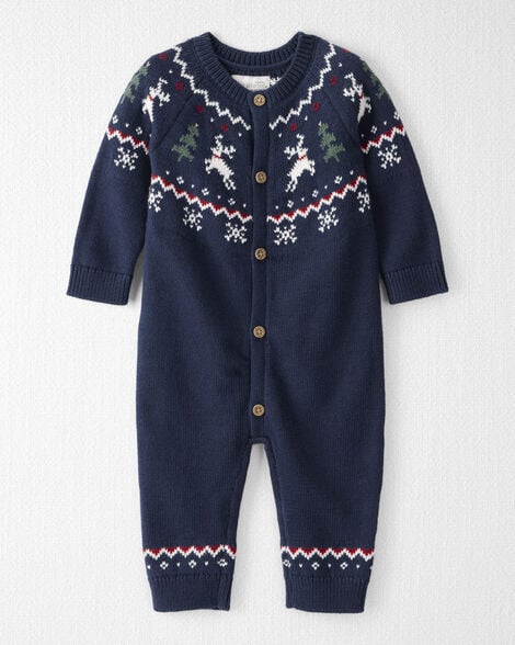 Baby Organic Cotton Fair Isle Sweater Knit Jumpsuit