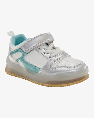 Product image 1 of Toddler Light Up Metallic Sneakers - Silver/Aqua