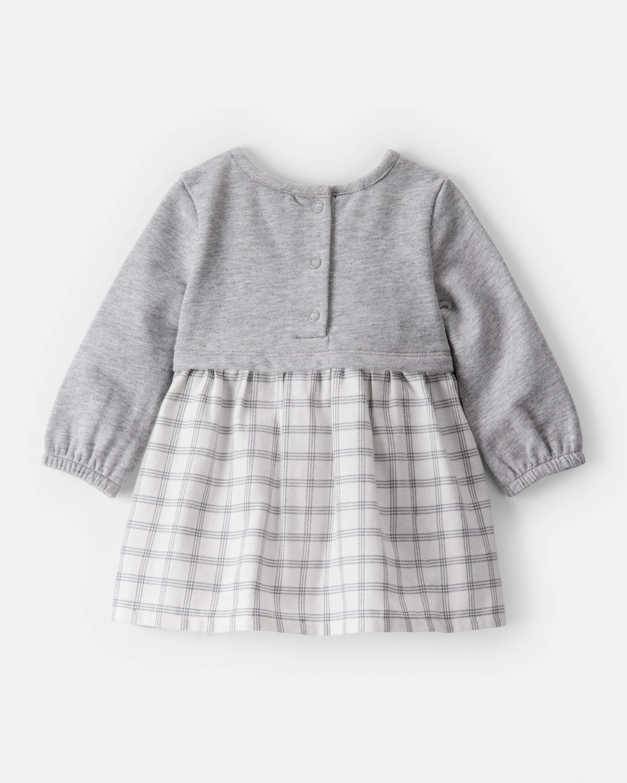 Baby Girl Plaid Fleece Dress - Grey/White