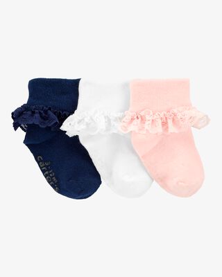 Product image 1 of Baby 3-Pack Lace Cuff Socks