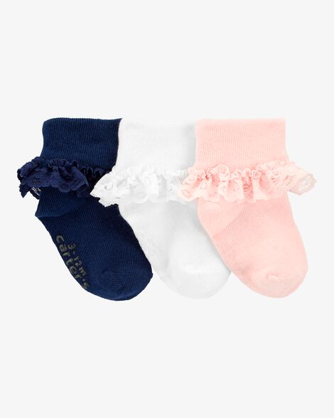  Product image 1 of Baby 3-Pack Lace Cuff Socks