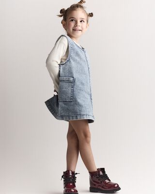 Toddler Girl Puff-Sleeve Denim Dress - Blue