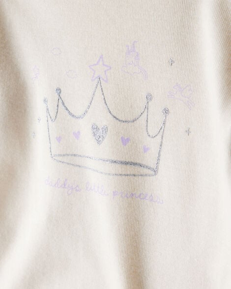 Baby Girl 'Daddy's Little Princess' Star Print Cotton Long-Sleeve Bodysuit & Pant Set - White/Purple