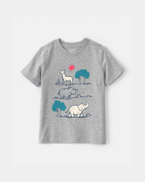 toddler boy zoo animal graphic tee - grey