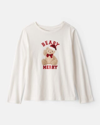 Girls Thankful Long-Sleeve Graphic Tee - White
