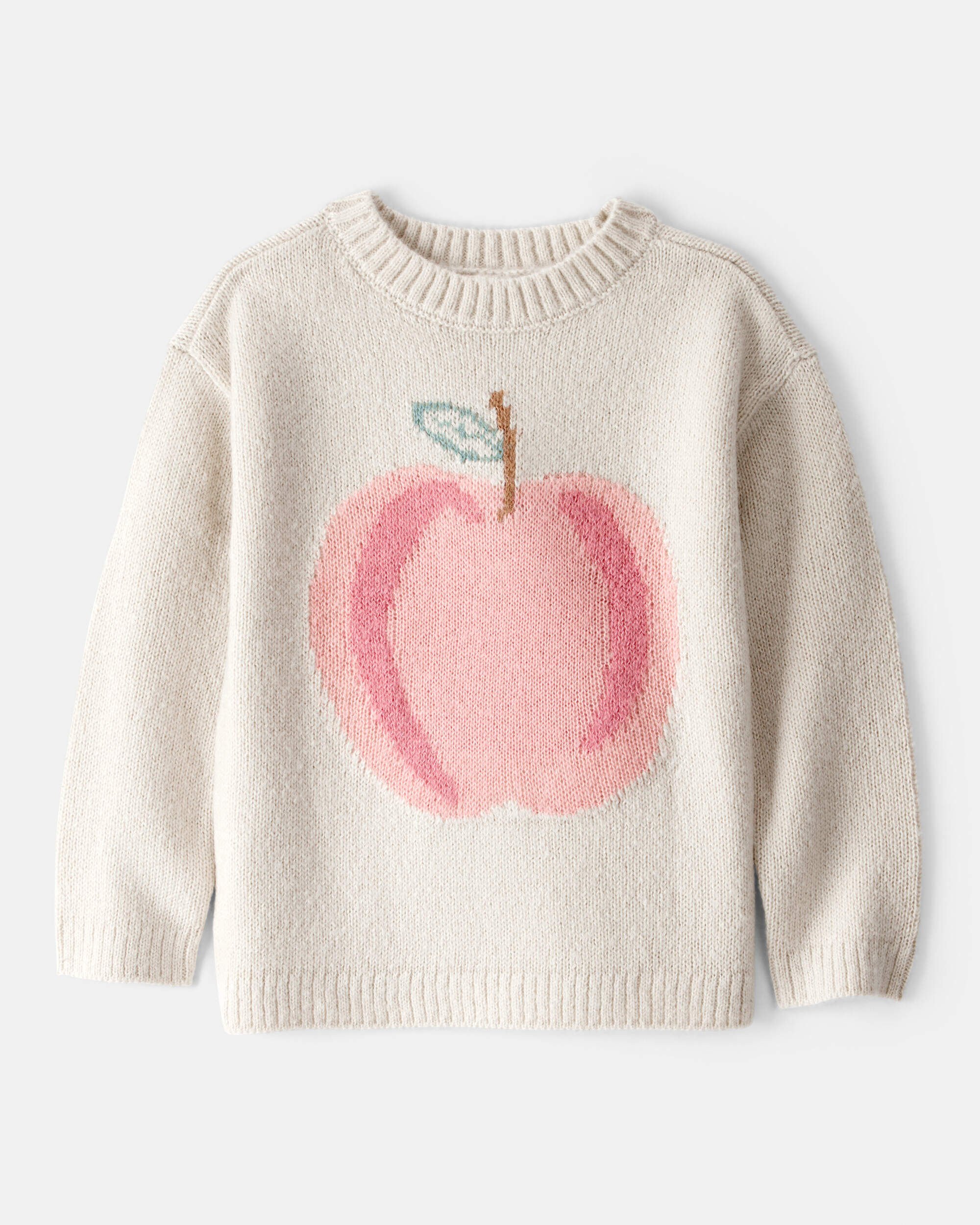 Toddler Girl Apple Long-Sleeve Sweater - Ivory