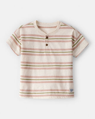 Product image 1 of Toddler Boy Striped Short-Sleeve Henley Tee - Tan