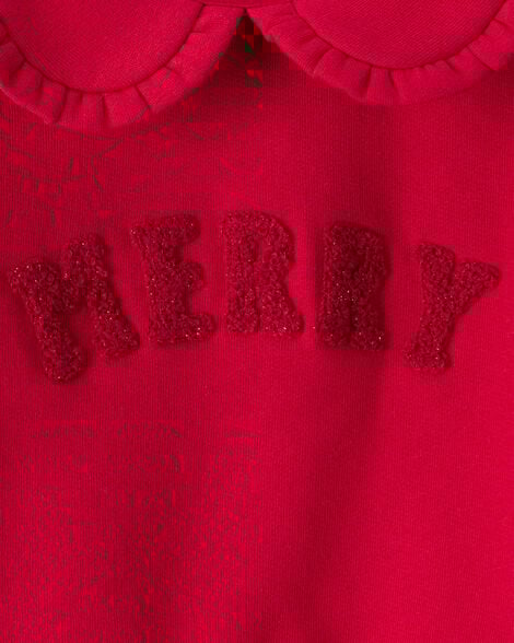 Baby Girl DayDream Fleece Christmas Merry Long-Sleeve Pullover Sweatshirt - Red
