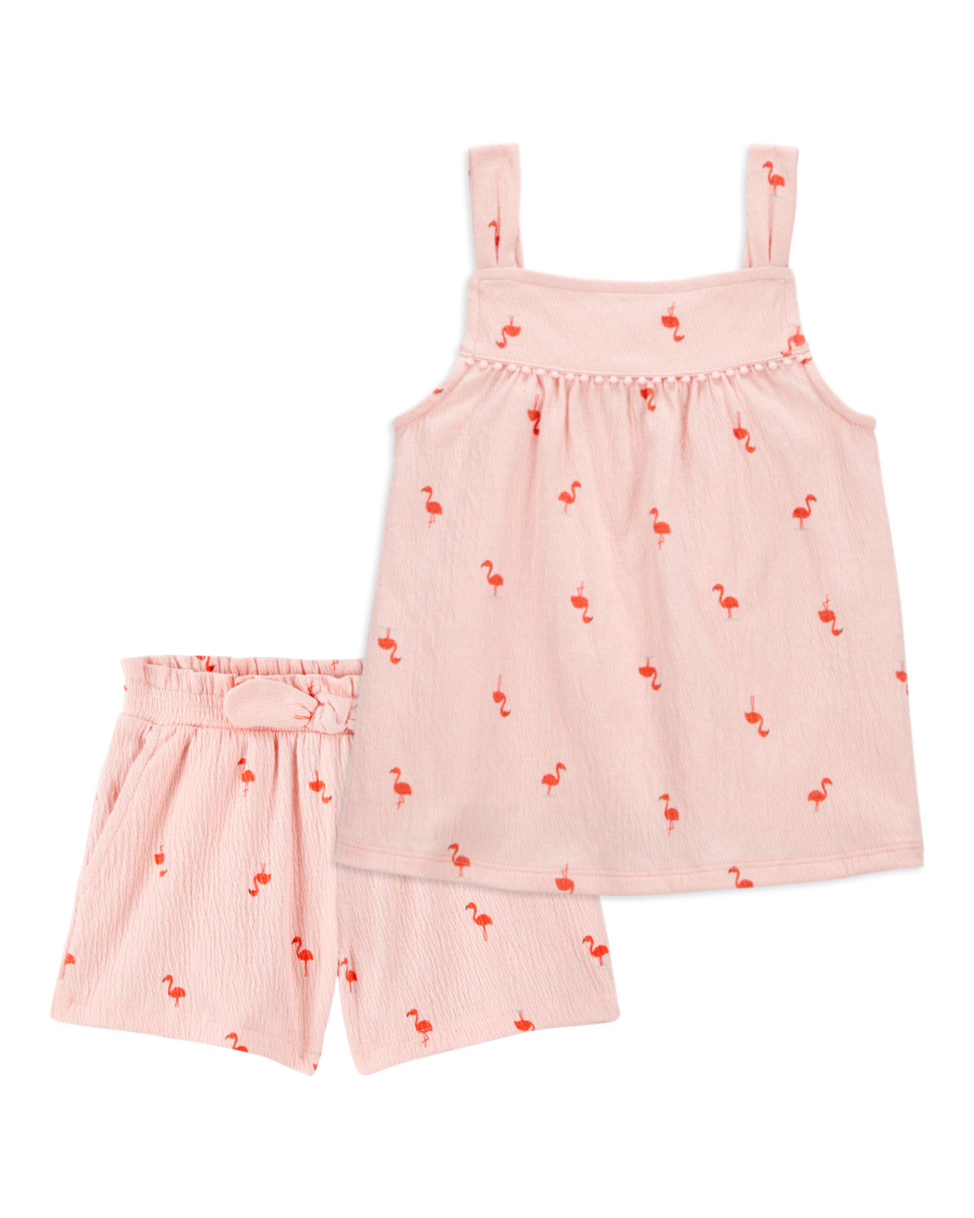 Toddler 2-Piece Flamingo Pom Pom Tank & Play Shorts Set - Pink