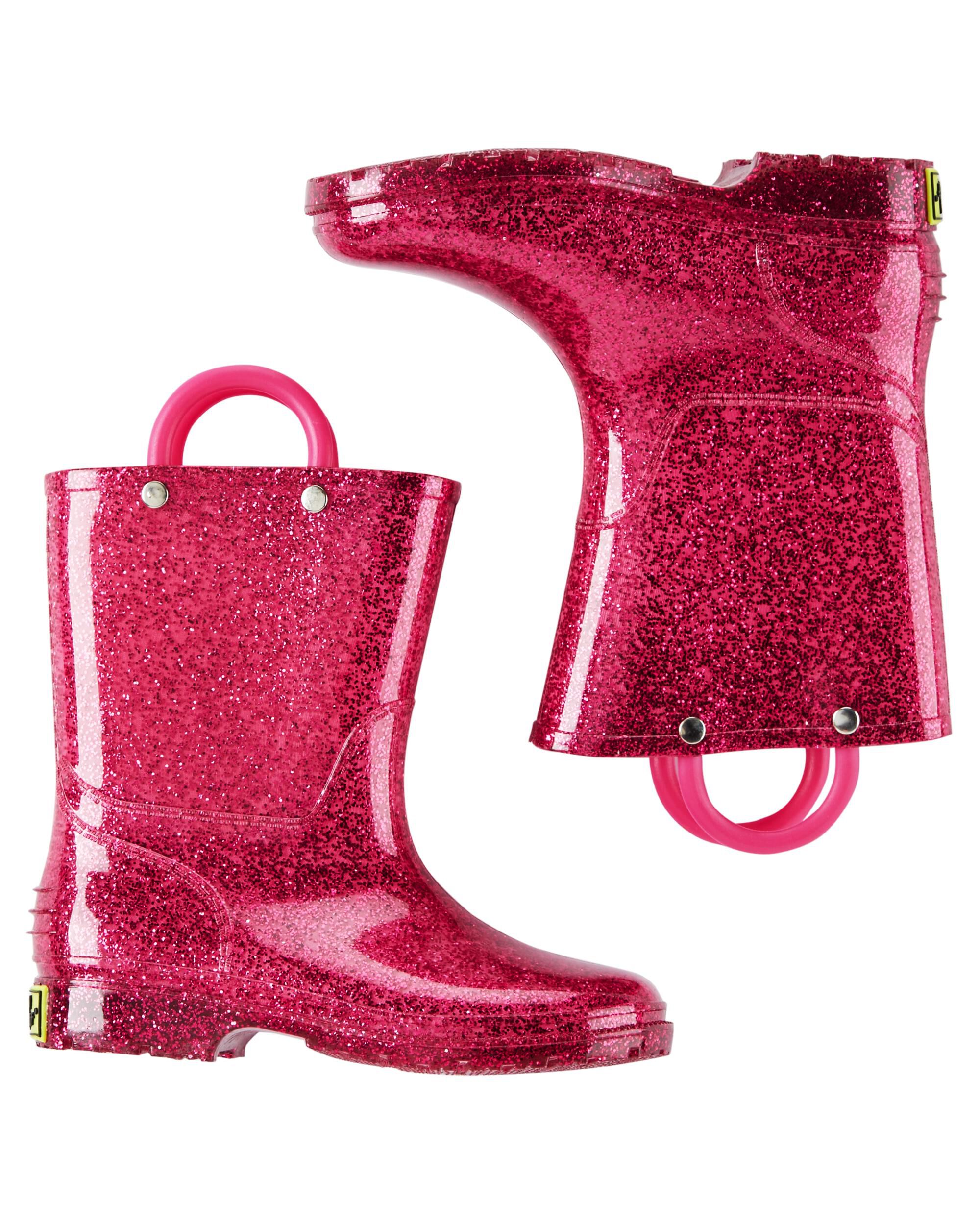 red glitter rain boots