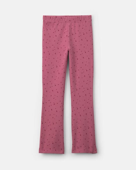 girls heart cotton pull-on stretch flare leggings - pink