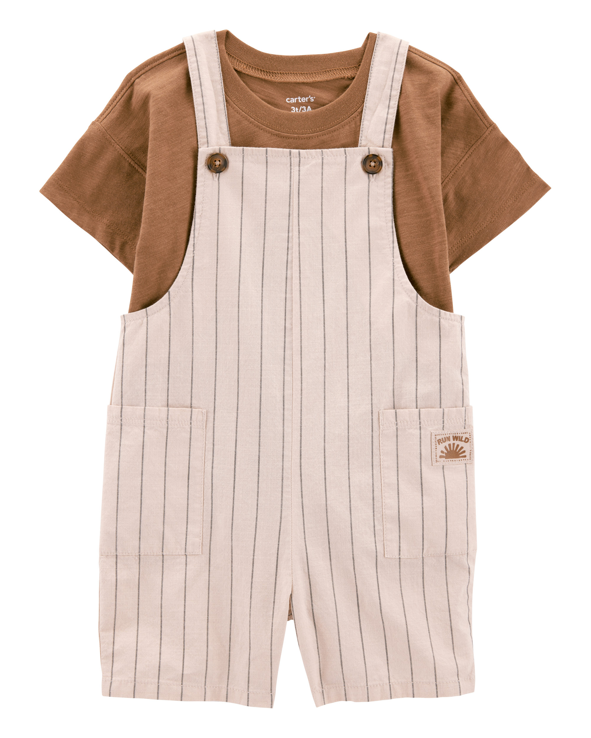 Toddler 2-Piece Tee & Striped Shortall Set