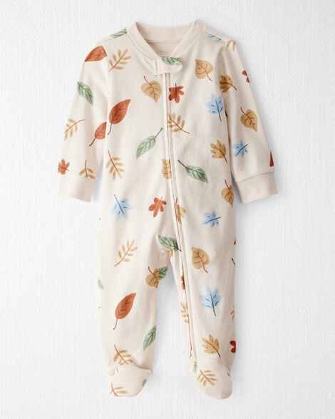 Baby Organic Cotton Sleep & Play Pajamas in Autumn Leaves Print