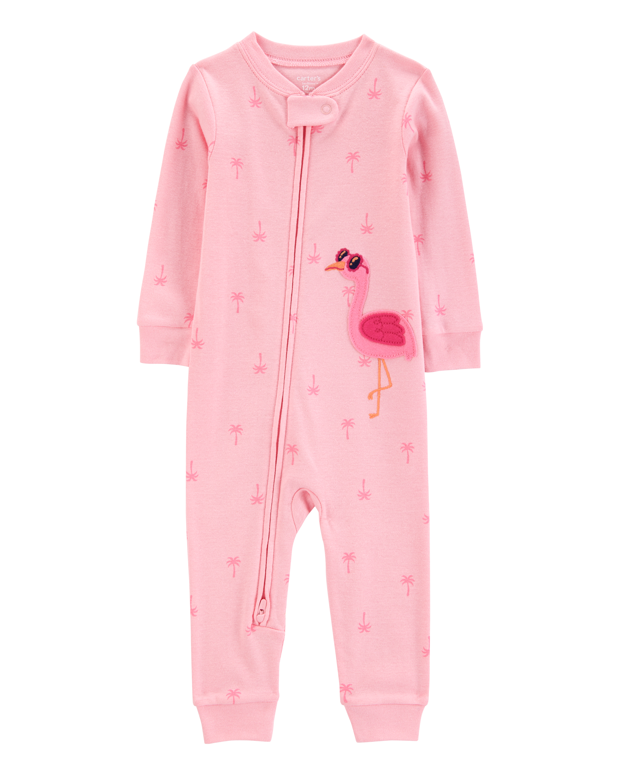 Toddler Girl Flamingo Print Snug Fit Cotton Footless 1-Piece Pajamas - Pink