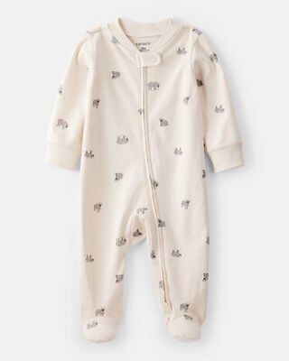 Baby 2-Pack Striped Elephant 2-Way Zip Cotton Sleep & Play Pajamas