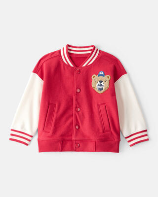 Product image 1 of Baby Boy Bear Varsity Jacket - Red/Ivory