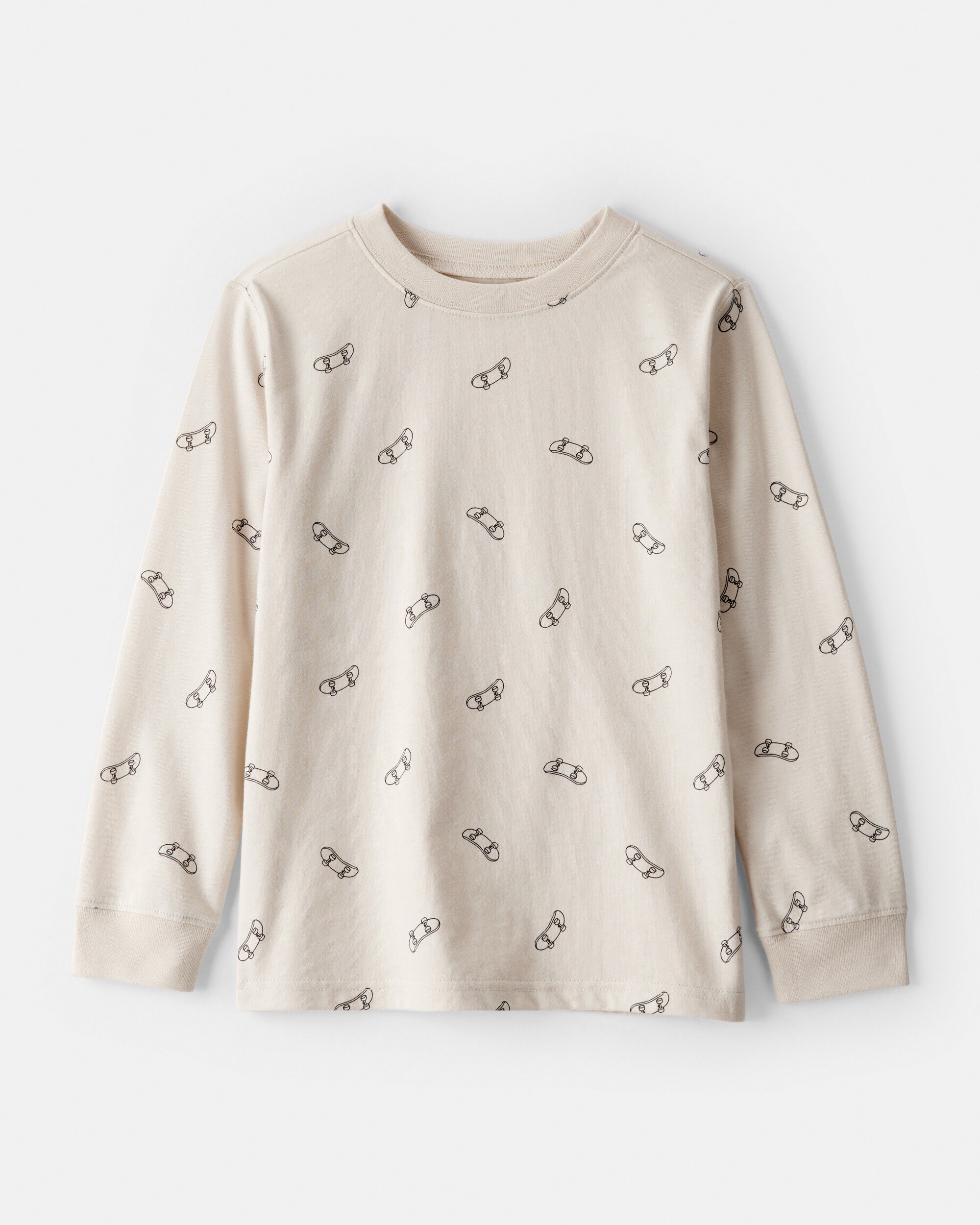 Carters boys skateboard print long-sleeve graphic tee L Beige 3$