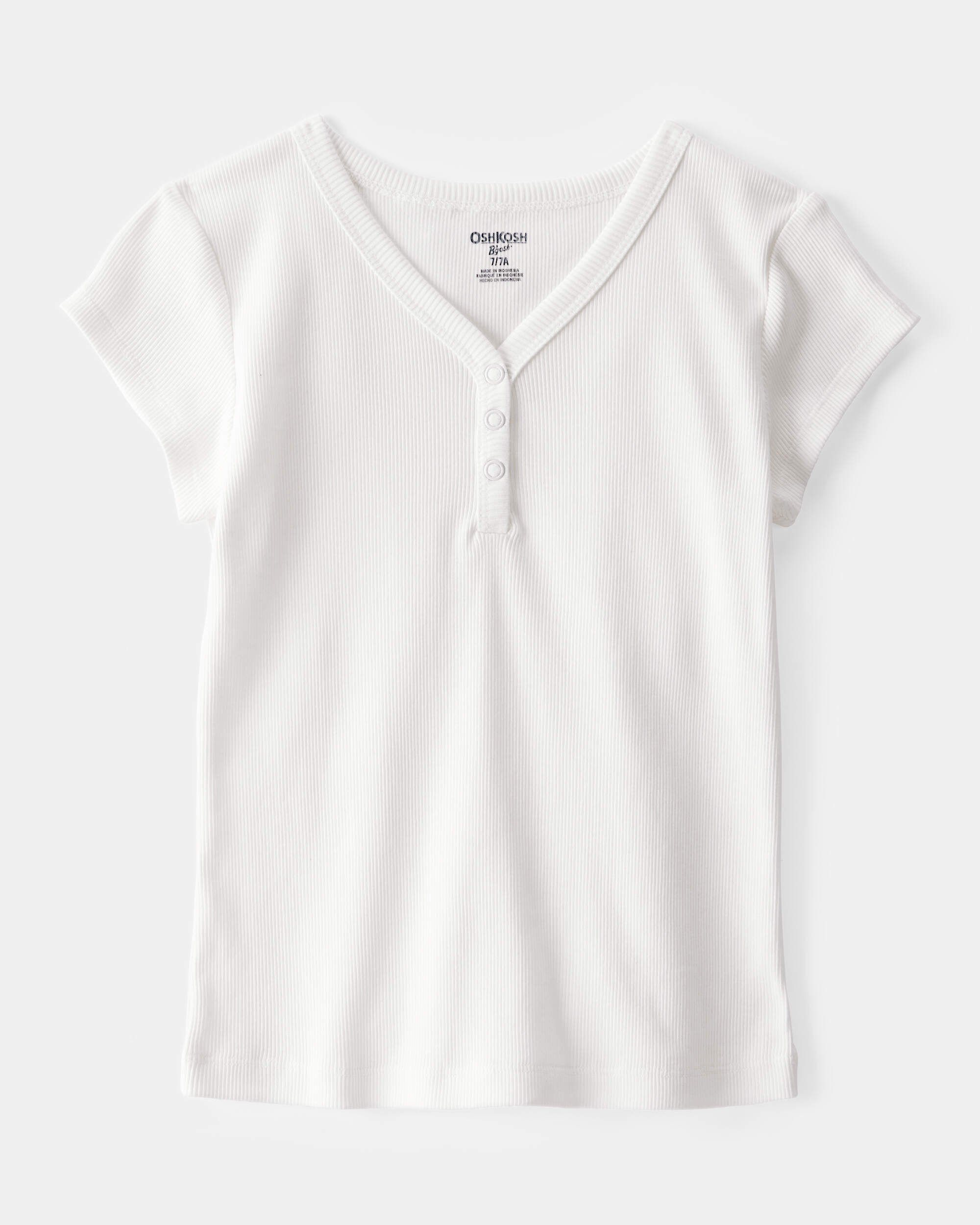 Kid Ribbed Henley Short-Sleeve Shirt - Ivory