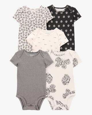 Baby 5-Pack Floral Short-Sleeve Cotton Bodysuits