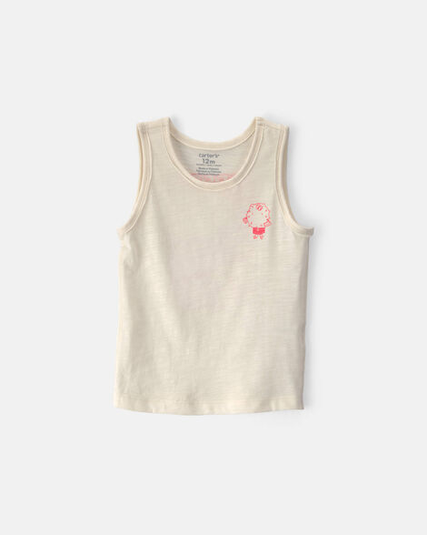baby boy puffer fish graphic tank - cream