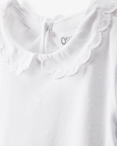 Product image 2 of Baby Scalloped Collar Short-Sleeve Bodysuit - White