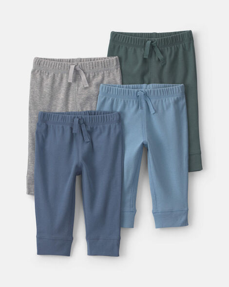 baby boy 4-pack pull-on pants - blue/green