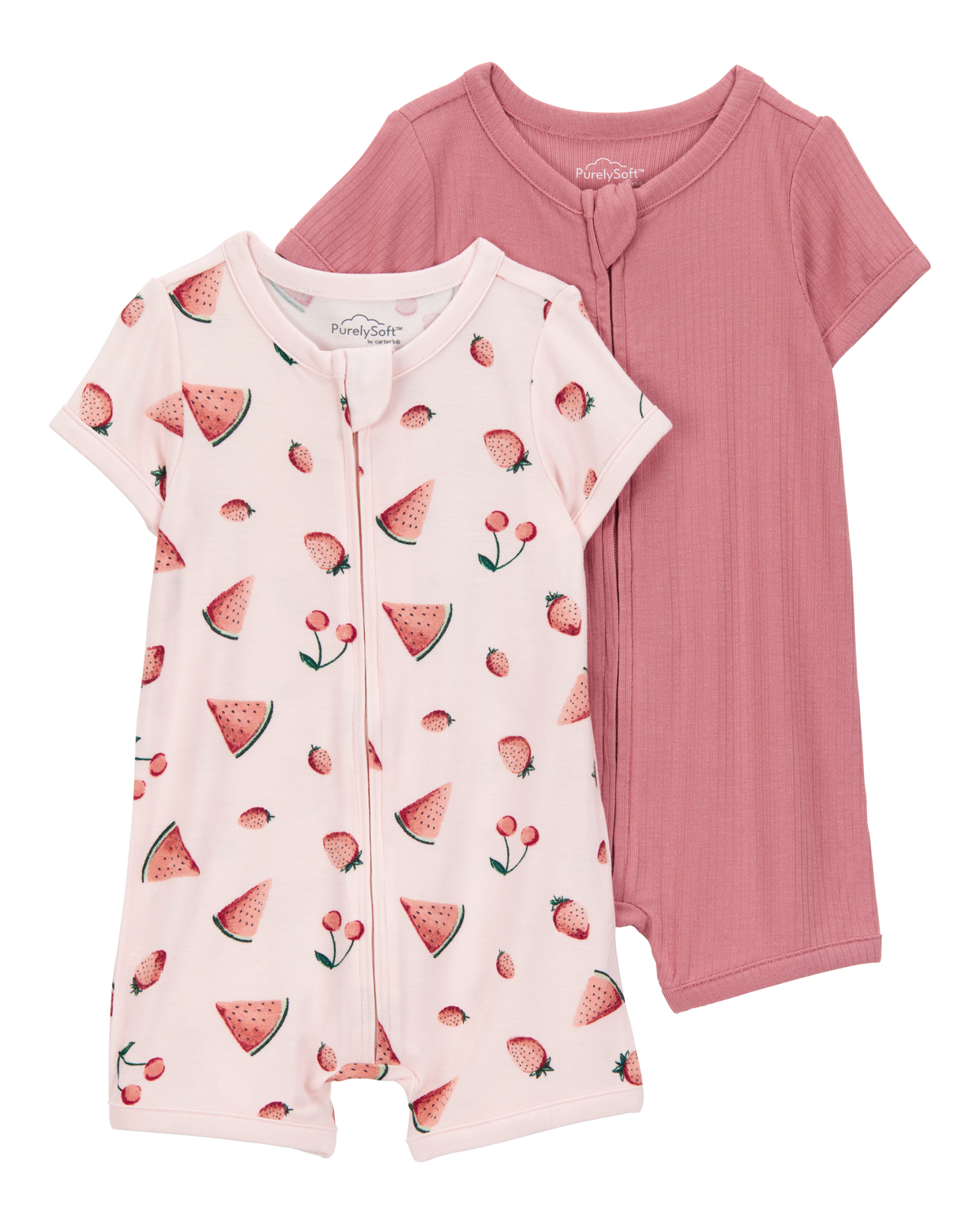 素敵な Baby 2-Pack Carter's - Pink - Rompers Zip-Up PurelySoft プーリップ