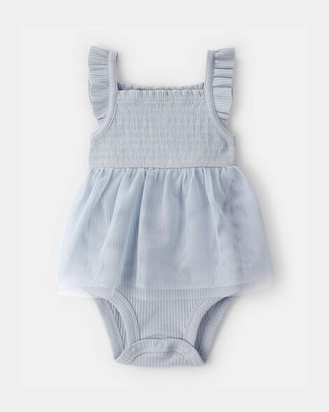 baby girl sleeveless tutu romper - blue