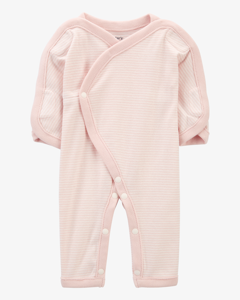 baby girl preemie striped cotton sleep & play pajamas