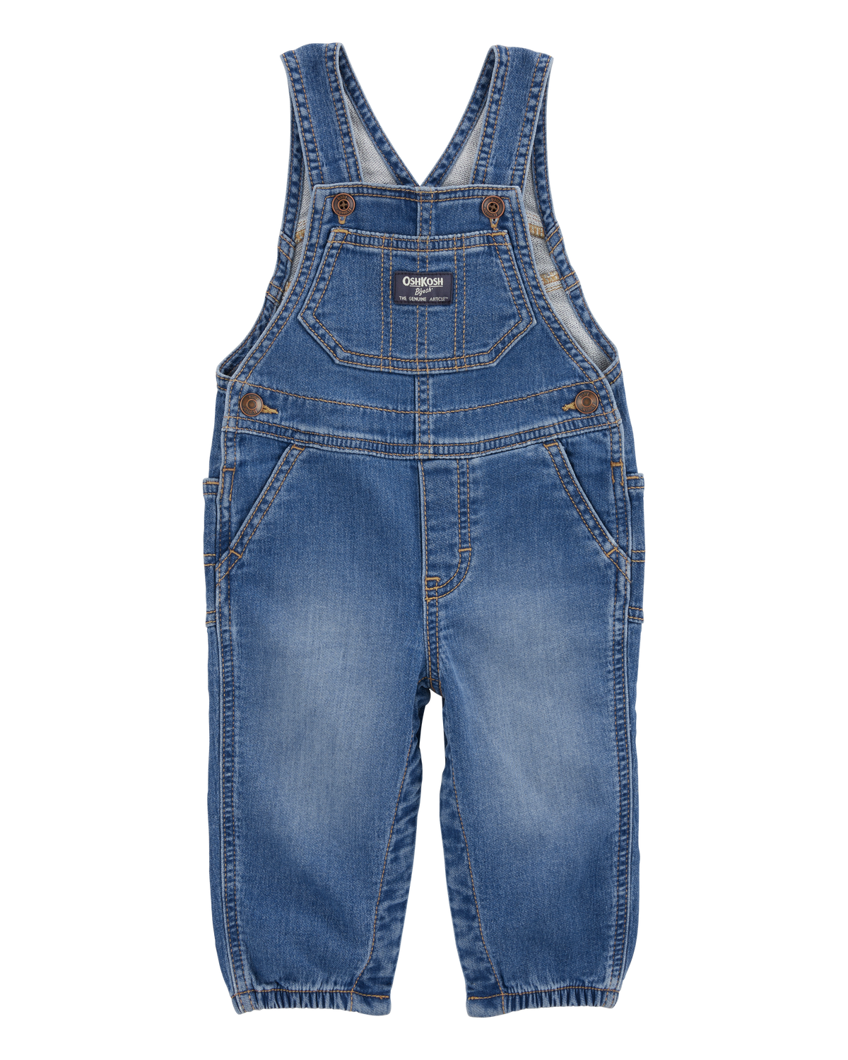 Baby Neutral Knit-Like Denim Overalls - Medium Wash